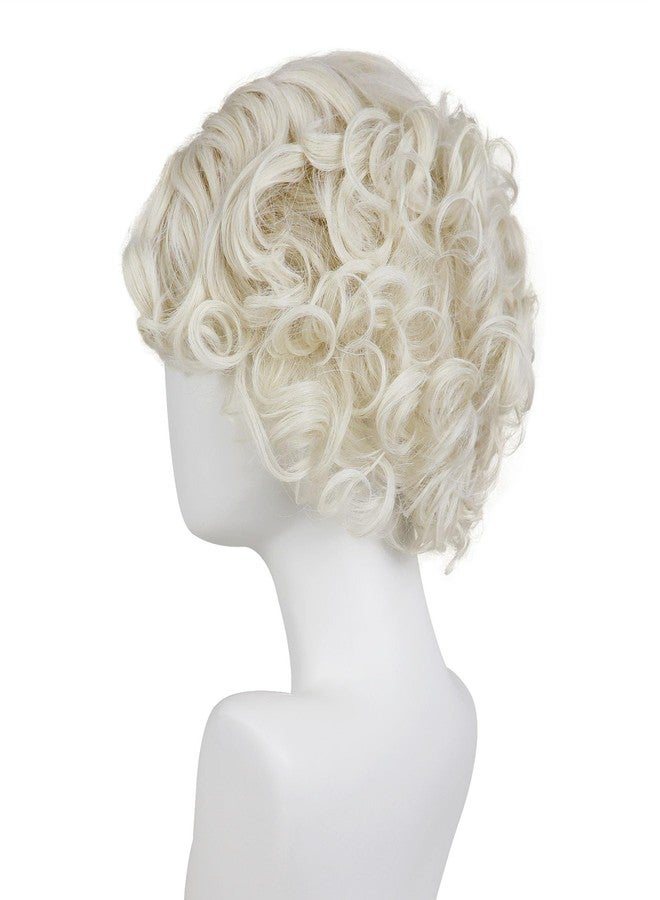 GNIMEGIL Light Blonde Curly Wigs for Women 1920s Vintage Hairstyle Wig with Side Bangs Halloween Costume for Woman Synthetic Hair - Image 4